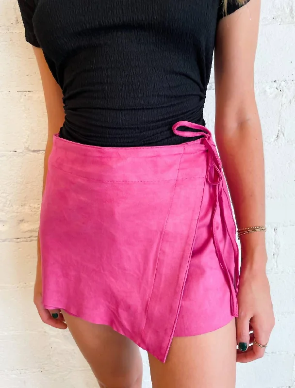 Flash Sales This Week All For Suede Wrap Mini Skirt In Hot Pink